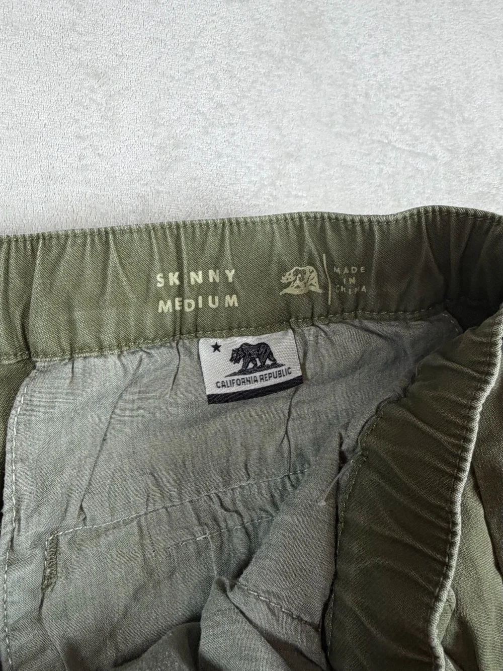 Men's Bullhead Denim Co. Skinny Medium Olive Green Tapered Drawstring Joggers